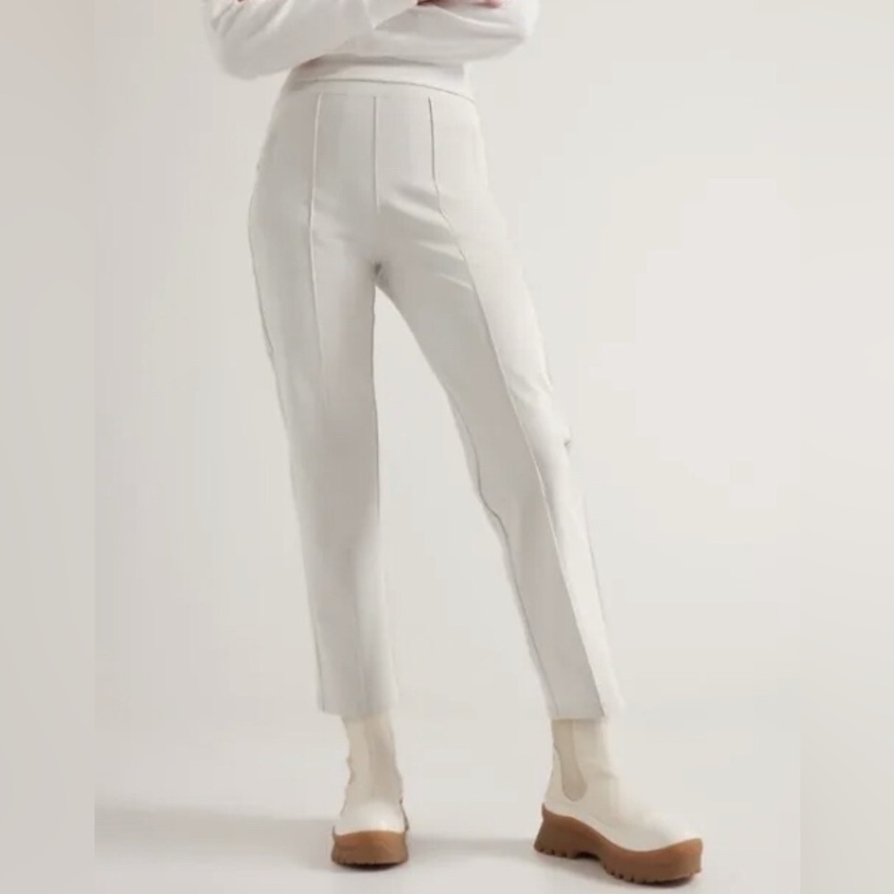Athleta Cream High-Waist Track Pants